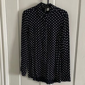 Navy and White Polka Dot Women's Shirt